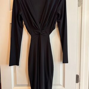 Express Black Plunge Neckline Bodycon Mini Dress